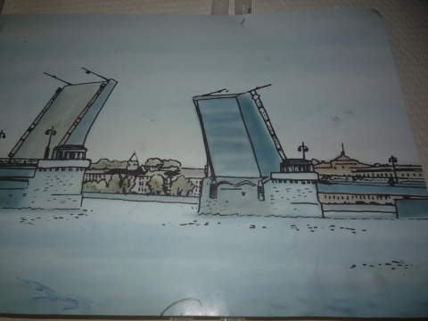 Как нарисовать дворцовый мост