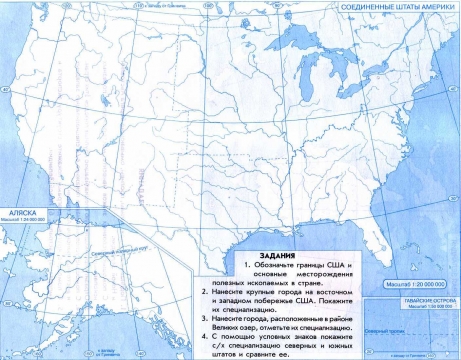 Контурная карта сша
