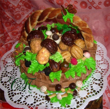 Торт корзина с орехами