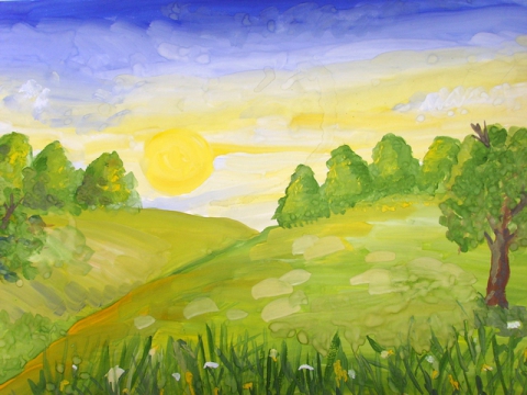 Пейзаж восход солнца рисунок 6 класс