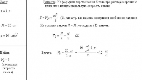 маленький камушек свободно падает без начальной скорости